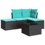 Casa si Gradina - Gradina si terasa - Mobilier exterior - Seturi mobila gradina - Set mobilier de gradina cu perne, 5 piese, negru, poliratan - Infinity.ro