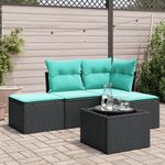 Casa si Gradina - Gradina si terasa - Mobilier exterior - Seturi mobila gradina - Set mobilier de gradina cu perne, 5 piese, negru, poliratan - Infinity.ro