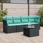 Casa si Gradina - Gradina si terasa - Mobilier exterior - Seturi mobila gradina - Set canapele de gradina cu perne, 5 piese, negru, poliratan - Infinity.ro