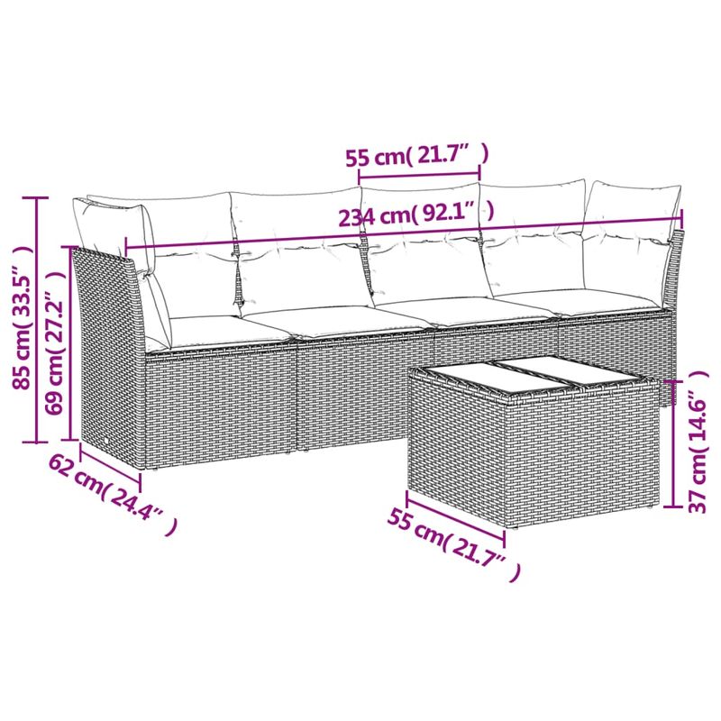 Casa si Gradina - Gradina si terasa - Mobilier exterior - Seturi mobila gradina - Set canapele de gradina cu perne, 5 piese, negru, poliratan - Infinity.ro