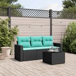 Casa si Gradina - Gradina si terasa - Mobilier exterior - Canapele si fotolii gradina - Set canapele de gradina cu perne, 4 piese, negru, poliratan - Infinity.ro