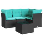 Casa si Gradina - Gradina si terasa - Mobilier exterior - Seturi mobila gradina - Set canapele de gradina cu perne, 5 piese, negru, poliratan - Infinity.ro