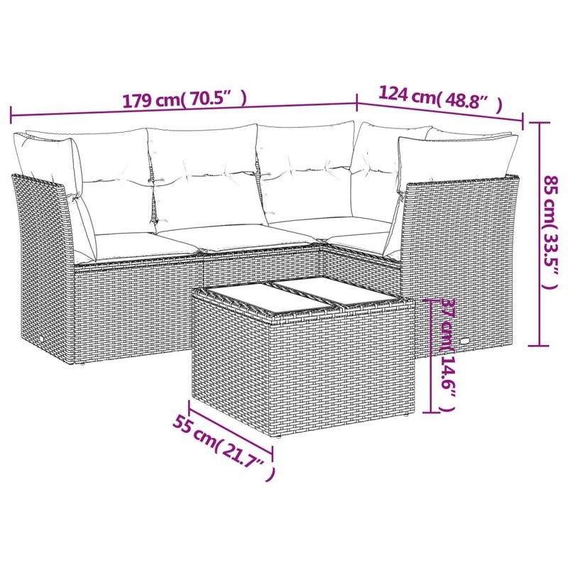 Casa si Gradina - Gradina si terasa - Mobilier exterior - Seturi mobila gradina - Set canapele de gradina cu perne, 5 piese, negru, poliratan - Infinity.ro