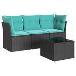 Casa si Gradina - Gradina si terasa - Mobilier exterior - Seturi mobila gradina - Set canapele de gradina cu perne, 4 piese, negru, poliratan - Infinity.ro