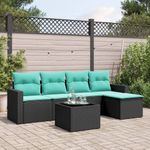 Casa si Gradina - Gradina si terasa - Mobilier exterior - Canapele si fotolii gradina - Set canapele de gradina cu perne, 6 piese, negru, poliratan - Infinity.ro