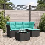 Casa si Gradina - Gradina si terasa - Mobilier exterior - Seturi mobila gradina - Set canapele de gradina cu perne, 5 piese, negru, poliratan - Infinity.ro