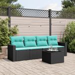 Casa si Gradina - Gradina si terasa - Mobilier exterior - Canapele si fotolii gradina - Set canapele de gradina cu perne, 5 piese, negru, poliratan - Infinity.ro