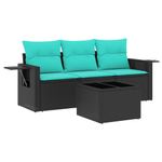 Casa si Gradina - Gradina si terasa - Mobilier exterior - Seturi mobila gradina - Set canapele de gradina cu perne, 4 piese, negru, poliratan - Infinity.ro