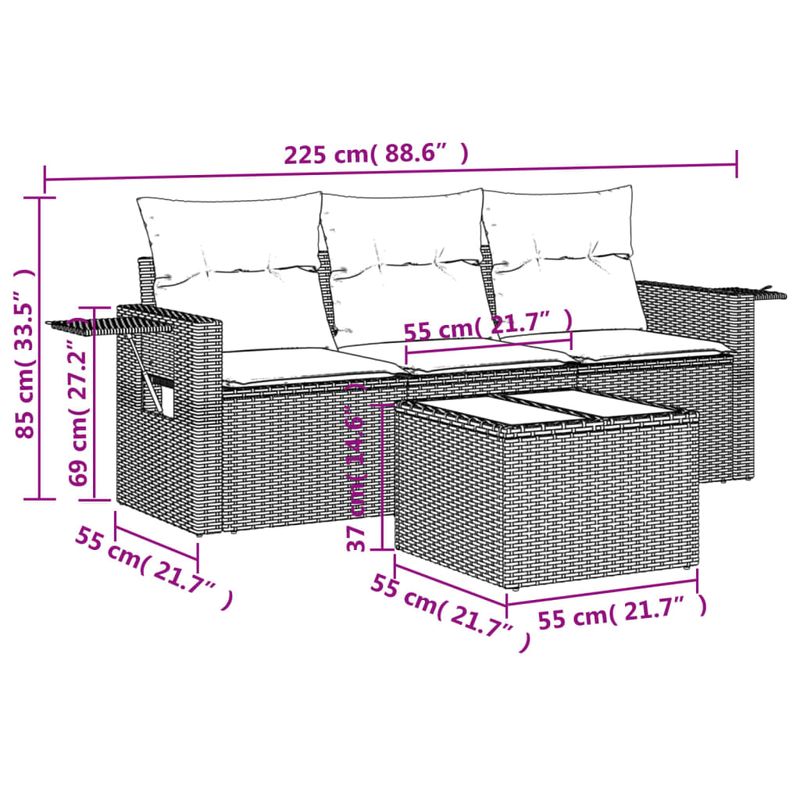 Casa si Gradina - Gradina si terasa - Mobilier exterior - Seturi mobila gradina - Set canapele de gradina cu perne, 4 piese, negru, poliratan - Infinity.ro
