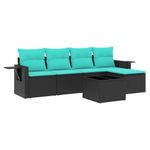 Casa si Gradina - Gradina si terasa - Mobilier exterior - Seturi mobila gradina - Set canapele de gradina cu perne, 6 piese, negru, poliratan - Infinity.ro