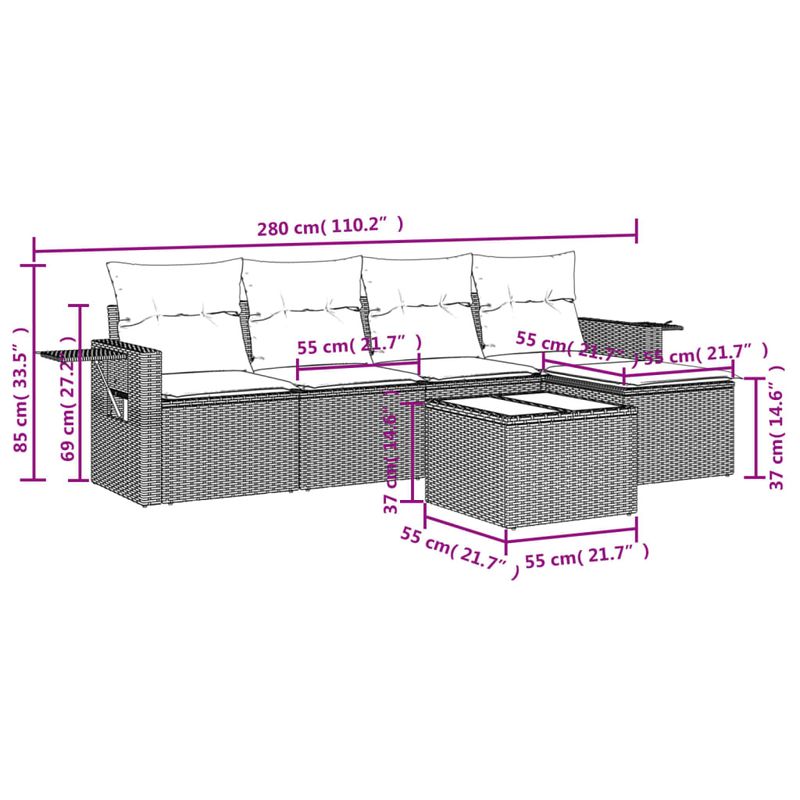 Casa si Gradina - Gradina si terasa - Mobilier exterior - Seturi mobila gradina - Set canapele de gradina cu perne, 6 piese, negru, poliratan - Infinity.ro