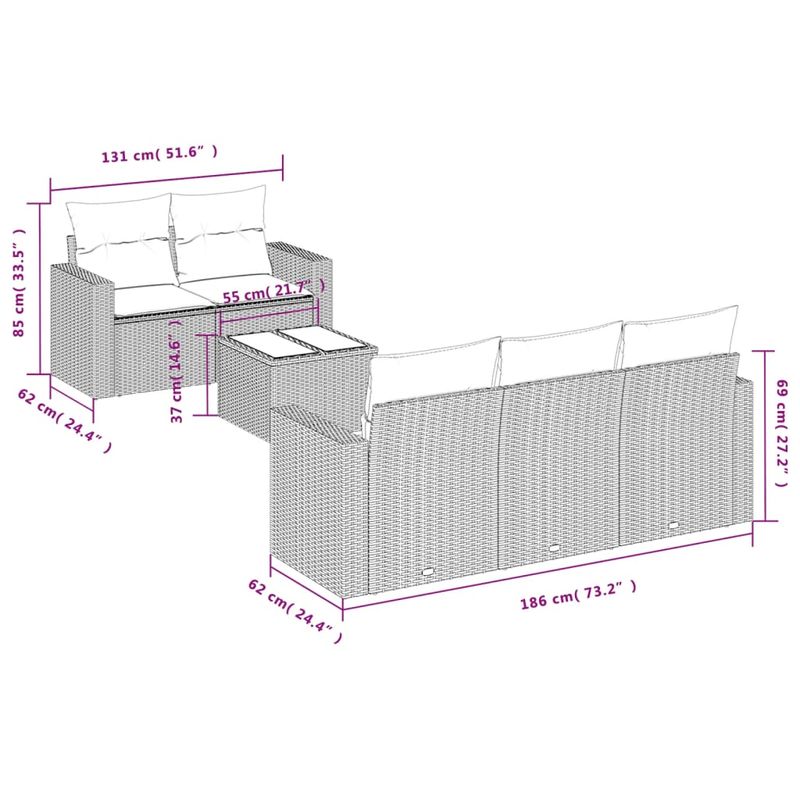 Casa si Gradina - Gradina si terasa - Mobilier exterior - Canapele si fotolii gradina - Set canapele de gradina cu perne, 6 piese, negru, poliratan - Infinity.ro
