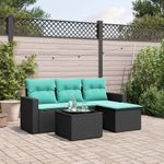 Casa si Gradina - Gradina si terasa - Mobilier exterior - Canapele si fotolii gradina - Set canapele de gradina cu perne, 5 piese, negru, poliratan - Infinity.ro