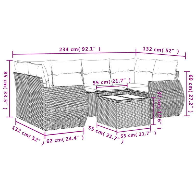 Casa si Gradina - Gradina si terasa - Mobilier exterior - Seturi mobila gradina - Set canapele de gradina cu perne, 7 piese, negru, poliratan - Infinity.ro