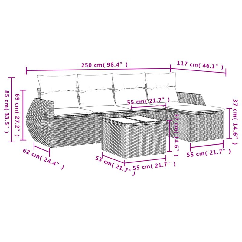 Casa si Gradina - Gradina si terasa - Mobilier exterior - Seturi mobila gradina - Set canapele de gradina cu perne, 6 piese, negru, poliratan - Infinity.ro