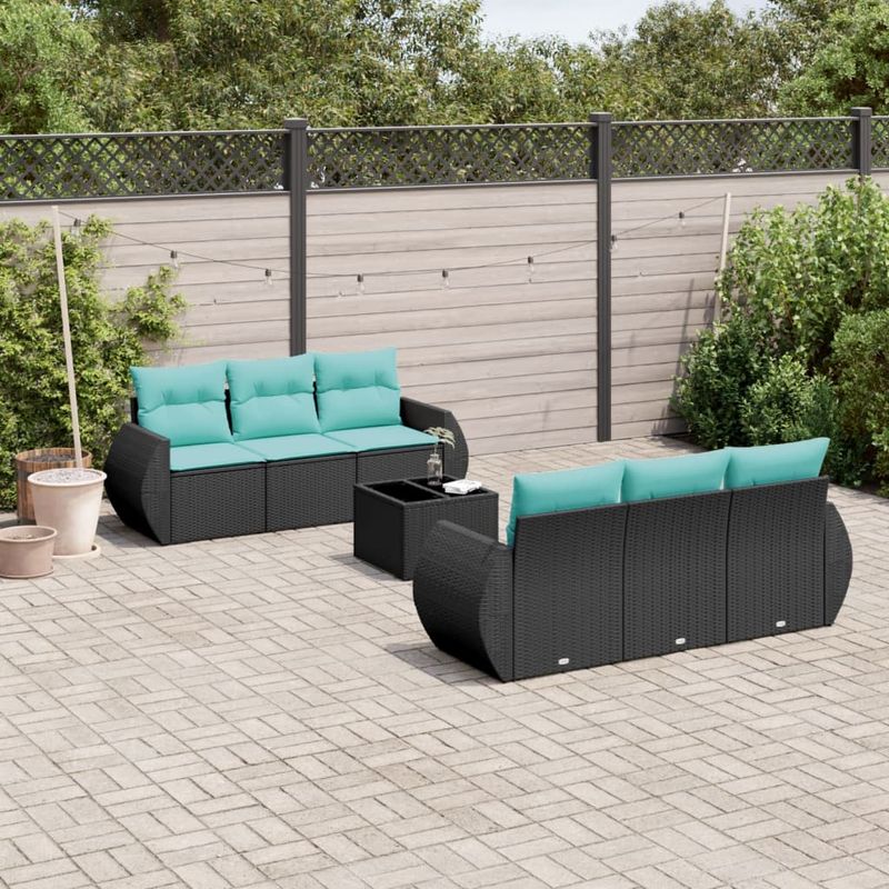 Casa si Gradina - Gradina si terasa - Mobilier exterior - Seturi mobila gradina - Set canapele de gradina cu perne, 7 piese, negru, poliratan - Infinity.ro