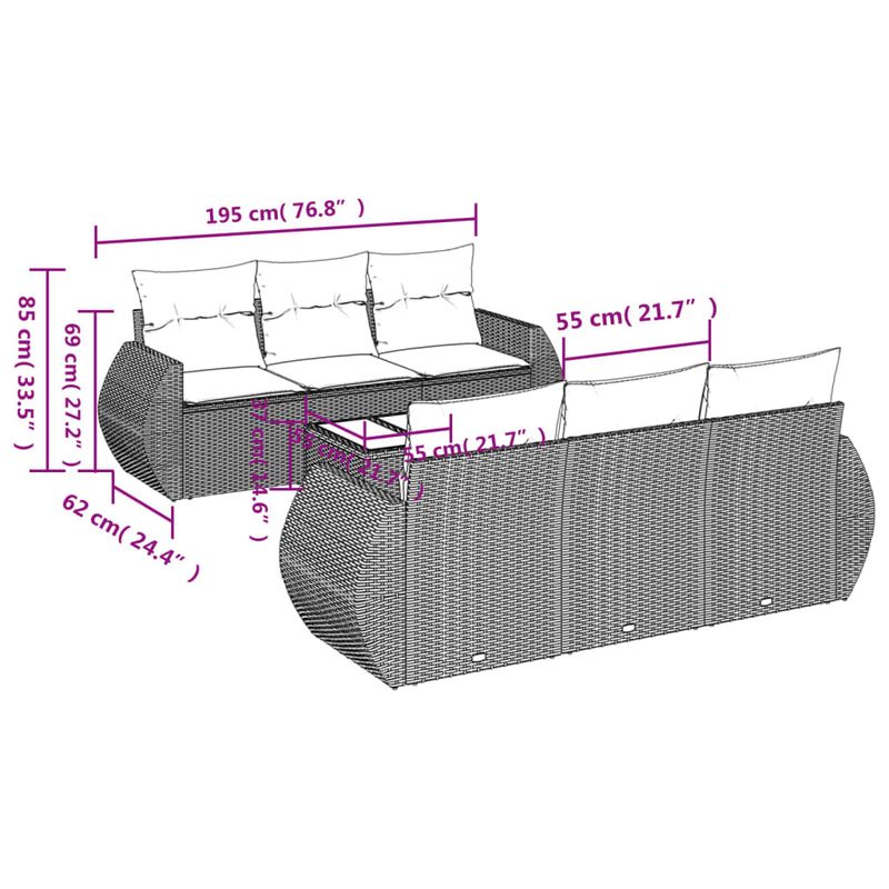 Casa si Gradina - Gradina si terasa - Mobilier exterior - Seturi mobila gradina - Set canapele de gradina cu perne, 7 piese, negru, poliratan - Infinity.ro