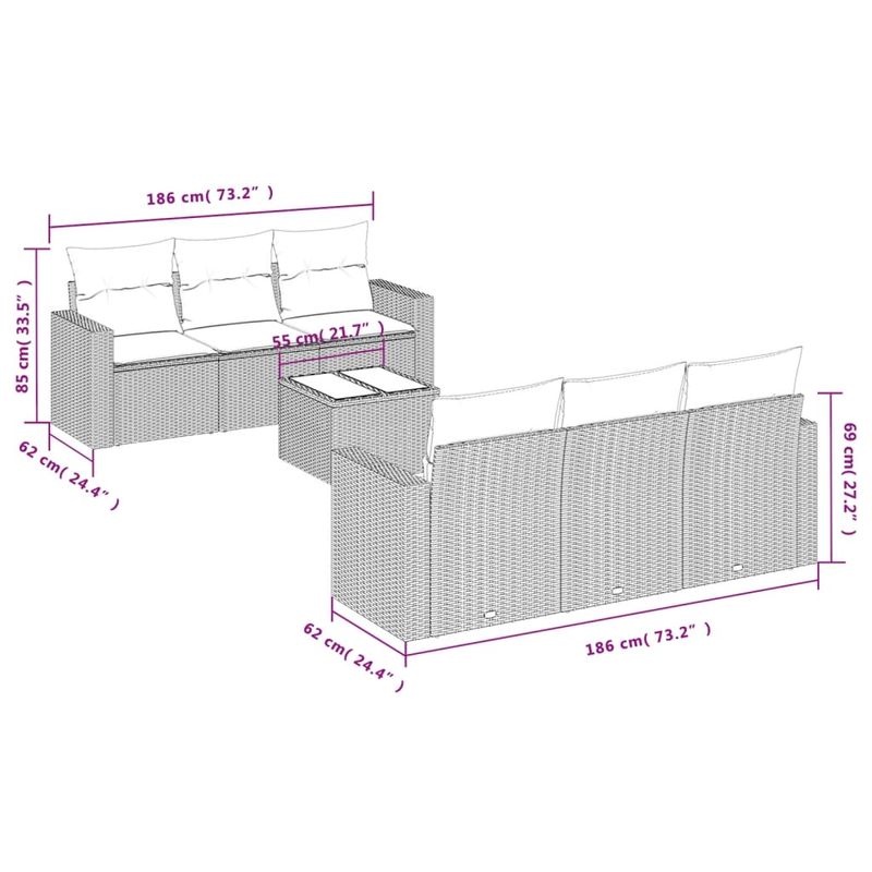 Casa si Gradina - Gradina si terasa - Mobilier exterior - Canapele si fotolii gradina - Set canapele de gradina cu perne, 7 piese, negru, poliratan - Infinity.ro