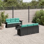 Casa si Gradina - Gradina si terasa - Mobilier exterior - Seturi mobila gradina - Set canapele de gradina cu perne, 7 piese, negru, poliratan - Infinity.ro