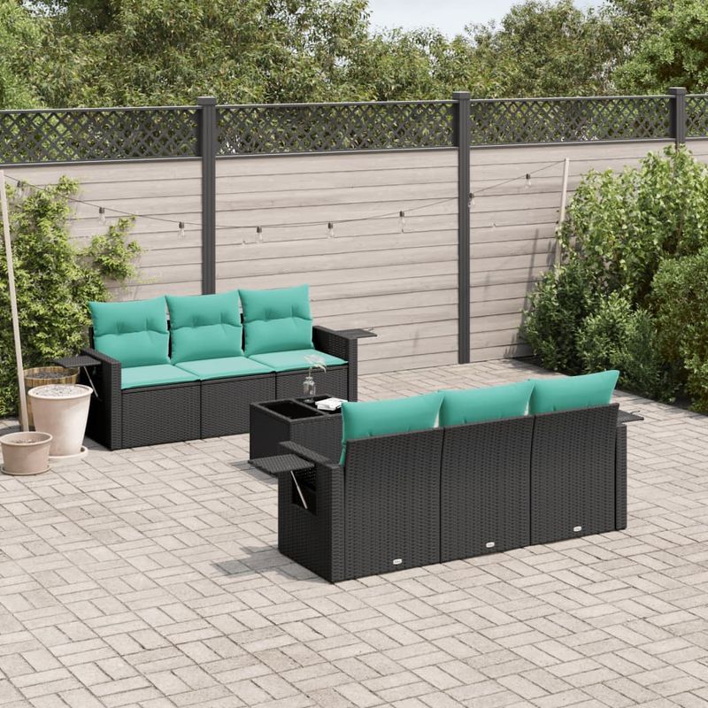 Casa si Gradina - Gradina si terasa - Mobilier exterior - Seturi mobila gradina - Set canapele de gradina cu perne, 7 piese, negru, poliratan - Infinity.ro