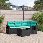 Casa si Gradina - Gradina si terasa - Mobilier exterior - Seturi mobila gradina - Set canapele de gradina cu perne, 5 piese, negru, poliratan - Infinity.ro