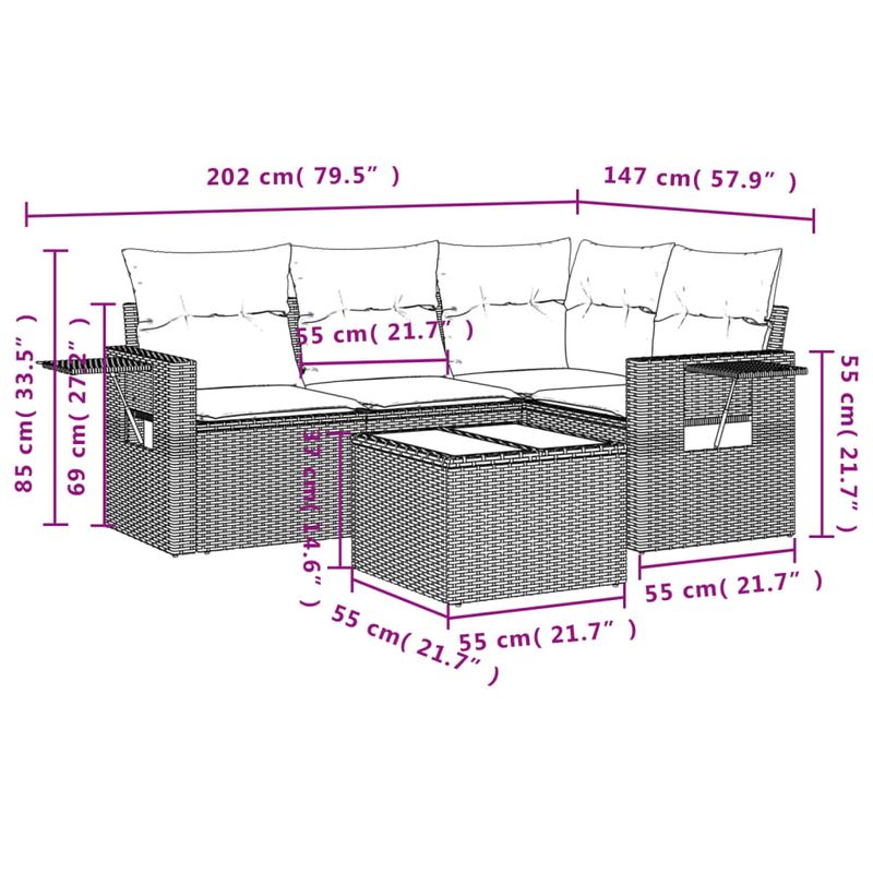 Casa si Gradina - Gradina si terasa - Mobilier exterior - Seturi mobila gradina - Set canapele de gradina cu perne, 5 piese, negru, poliratan - Infinity.ro