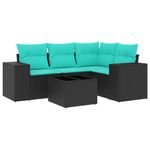 Casa si Gradina - Gradina si terasa - Mobilier exterior - Seturi mobila gradina - Set canapele de gradina cu perne, 5 piese, negru, poliratan - Infinity.ro
