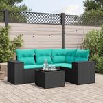 Casa si Gradina - Gradina si terasa - Mobilier exterior - Seturi mobila gradina - Set canapele de gradina cu perne, 5 piese, negru, poliratan - Infinity.ro