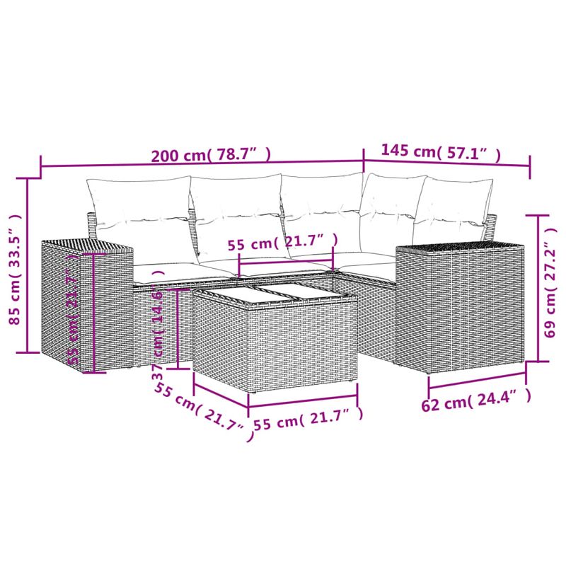 Casa si Gradina - Gradina si terasa - Mobilier exterior - Seturi mobila gradina - Set canapele de gradina cu perne, 5 piese, negru, poliratan - Infinity.ro