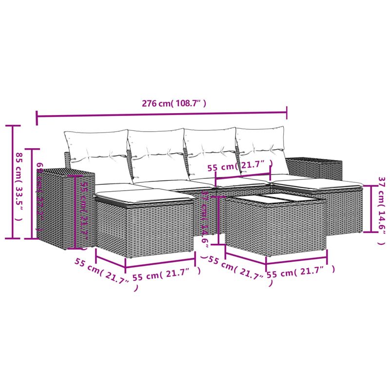 Casa si Gradina - Gradina si terasa - Mobilier exterior - Seturi mobila gradina - Set canapele de gradina cu perne, 7 piese, negru, poliratan - Infinity.ro