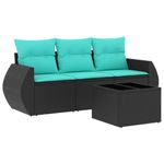 Casa si Gradina - Gradina si terasa - Mobilier exterior - Seturi mobila gradina - Set mobilier de gradina cu perne, 4 piese, negru, poliratan - Infinity.ro