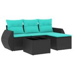 Casa si Gradina - Gradina si terasa - Mobilier exterior - Seturi mobila gradina - Set canapele de gradina cu perne, 5 piese, negru, poliratan - Infinity.ro