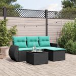 Casa si Gradina - Gradina si terasa - Mobilier exterior - Seturi mobila gradina - Set canapele de gradina cu perne, 5 piese, negru, poliratan - Infinity.ro