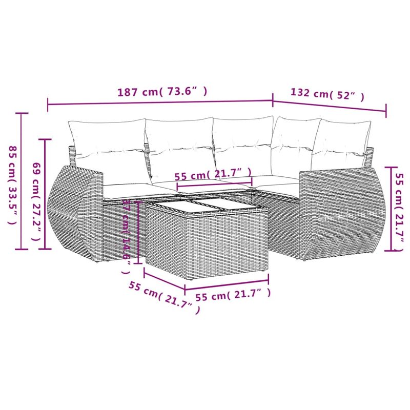 Casa si Gradina - Gradina si terasa - Mobilier exterior - Seturi mobila gradina - Set canapele de gradina cu perne, 5 piese, negru, poliratan - Infinity.ro