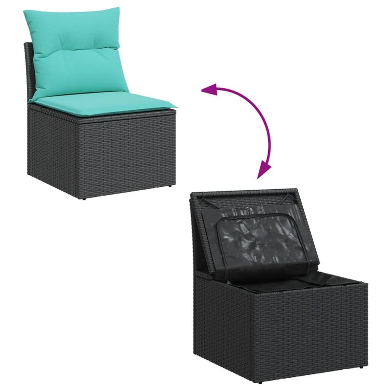 Casa si Gradina - Gradina si terasa - Mobilier exterior - Seturi mobila gradina - Set canapele de gradina cu perne, 6 piese, negru, poliratan - Infinity.ro