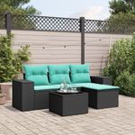 Casa si Gradina - Gradina si terasa - Mobilier exterior - Seturi mobila gradina - Set canapele de gradina cu perne, 5 piese, negru, poliratan - Infinity.ro