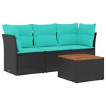 Casa si Gradina - Gradina si terasa - Mobilier exterior - Seturi mobila gradina - Set mobilier de gradina cu perne, 4 piese, negru, poliratan - Infinity.ro