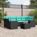 Casa si Gradina - Gradina si terasa - Mobilier exterior - Seturi mobila gradina - Set canapele de gradina cu perne, 7 piese, negru, poliratan - Infinity.ro