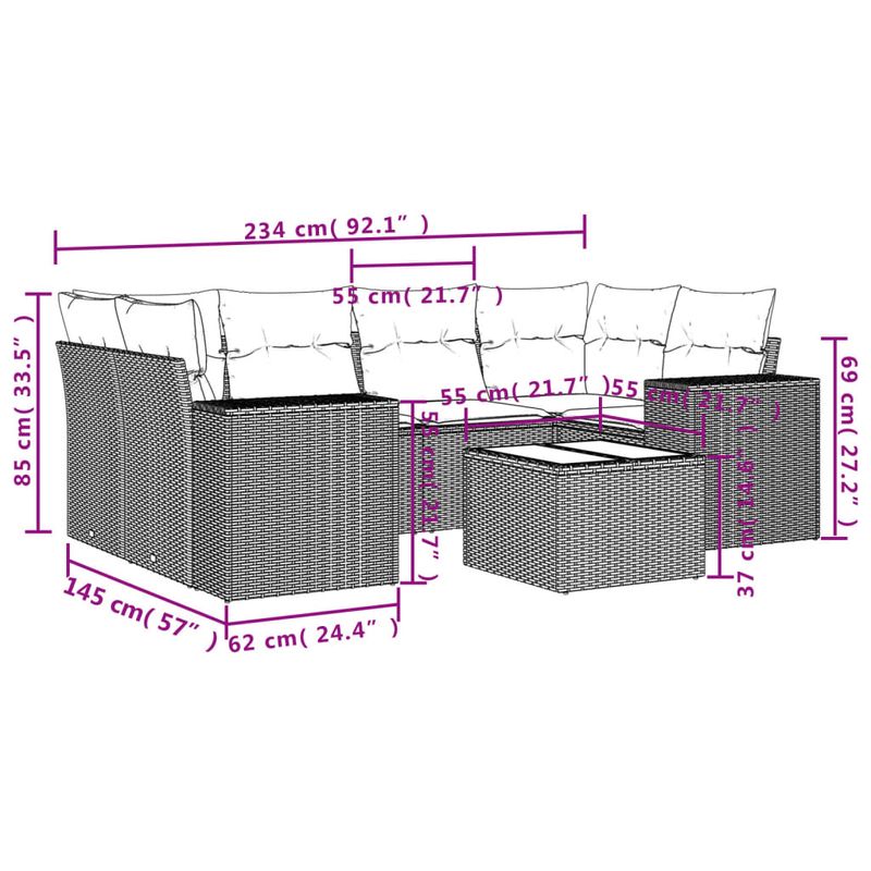 Casa si Gradina - Gradina si terasa - Mobilier exterior - Seturi mobila gradina - Set canapele de gradina cu perne, 7 piese, negru, poliratan - Infinity.ro