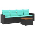Casa si Gradina - Gradina si terasa - Mobilier exterior - Seturi mobila gradina - Set mobilier de gradina cu perne, 5 piese, negru, poliratan - Infinity.ro