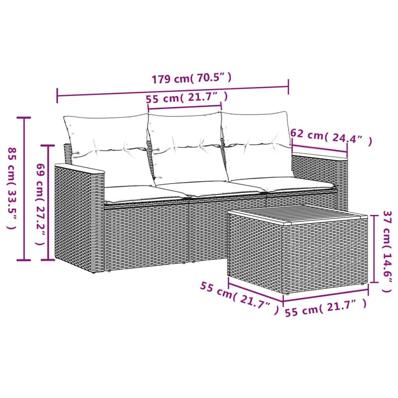 Casa si Gradina - Gradina si terasa - Mobilier exterior - Seturi mobila gradina - Set canapele de gradina cu perne, 4 piese, negru, poliratan - Infinity.ro