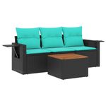 Casa si Gradina - Gradina si terasa - Mobilier exterior - Seturi mobila gradina - Set canapele de gradina cu perne, 4 piese, negru, poliratan - Infinity.ro