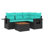 Casa si Gradina - Gradina si terasa - Mobilier exterior - Seturi mobila gradina - Set canapele de gradina cu perne, 5 piese, negru, poliratan - Infinity.ro