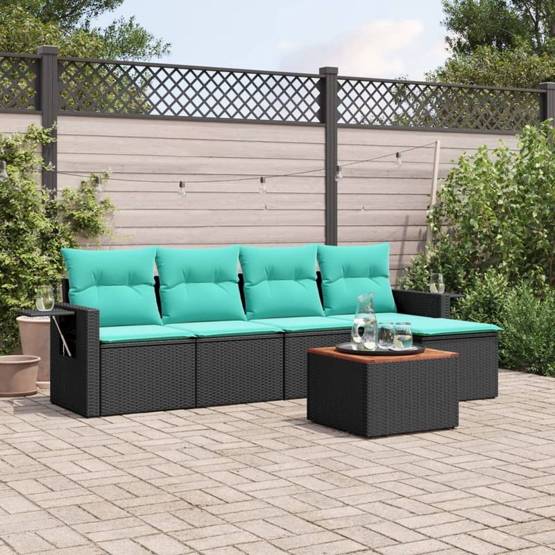 Casa si Gradina - Gradina si terasa - Mobilier exterior - Seturi mobila gradina - Set canapele de gradina cu perne, 6 piese, negru, poliratan - Infinity.ro