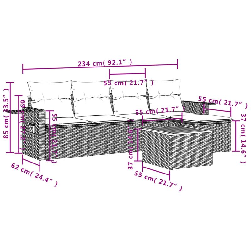 Casa si Gradina - Gradina si terasa - Mobilier exterior - Seturi mobila gradina - Set canapele de gradina cu perne, 6 piese, negru, poliratan - Infinity.ro