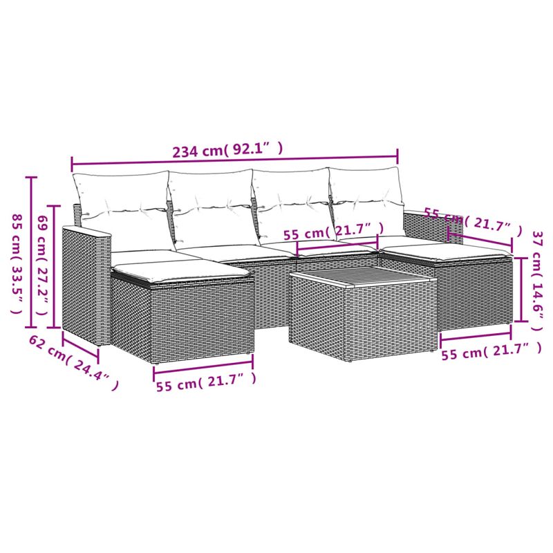 Casa si Gradina - Gradina si terasa - Mobilier exterior - Seturi mobila gradina - Set canapele de gradina cu perne, 7 piese, negru, poliratan - Infinity.ro