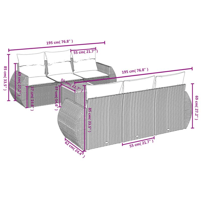 Casa si Gradina - Gradina si terasa - Mobilier exterior - Seturi mobila gradina - Set canapele de gradina cu perne, 7 piese, negru, poliratan - Infinity.ro