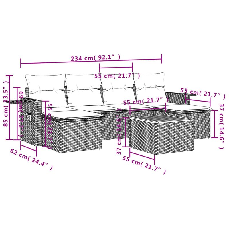Casa si Gradina - Gradina si terasa - Mobilier exterior - Seturi mobila gradina - Set canapele de gradina cu perne, 7 piese, negru, poliratan - Infinity.ro