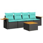 Casa si Gradina - Gradina si terasa - Mobilier exterior - Seturi mobila gradina - Set canapele de gradina cu perne, 5 piese, negru, poliratan - Infinity.ro