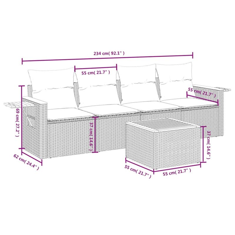 Casa si Gradina - Gradina si terasa - Mobilier exterior - Seturi mobila gradina - Set canapele de gradina cu perne, 5 piese, negru, poliratan - Infinity.ro